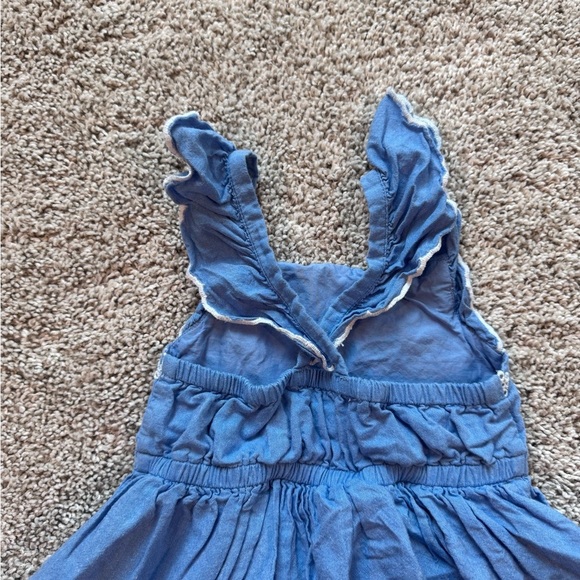 Toddler girls embroidered flutter sleeve dress eyelet blue and white size 2T - Picture 3 of 9